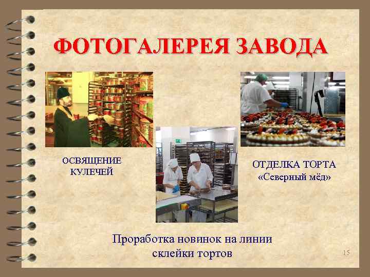 ФОТОГАЛЕРЕЯ ЗАВОДА ОСВЯЩЕНИЕ КУЛЕЧЕЙ ОТДЕЛКА ТОРТА «Северный мёд» Проработка новинок на линии склейки тортов