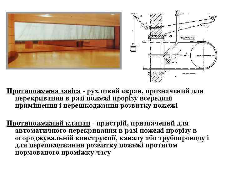 Протипожежна завіса - рухливий екран, призначений для перекривання в разі пожежі прорізу всередині приміщення