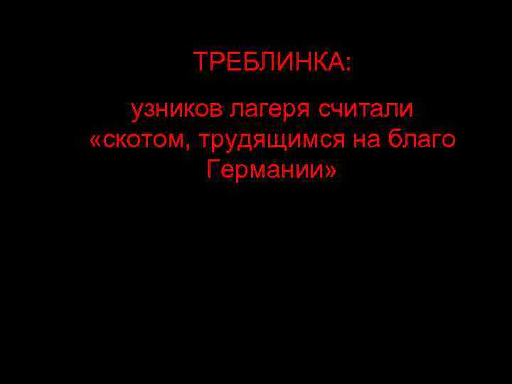 ТРЕБЛИНКА: узников лагеря считали «скотом, трудящимся на благо Германии» 
