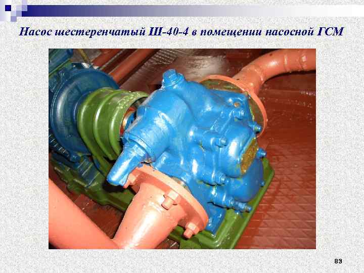Насос шестеренчатый Ш-40 -4 в помещении насосной ГСМ 83 