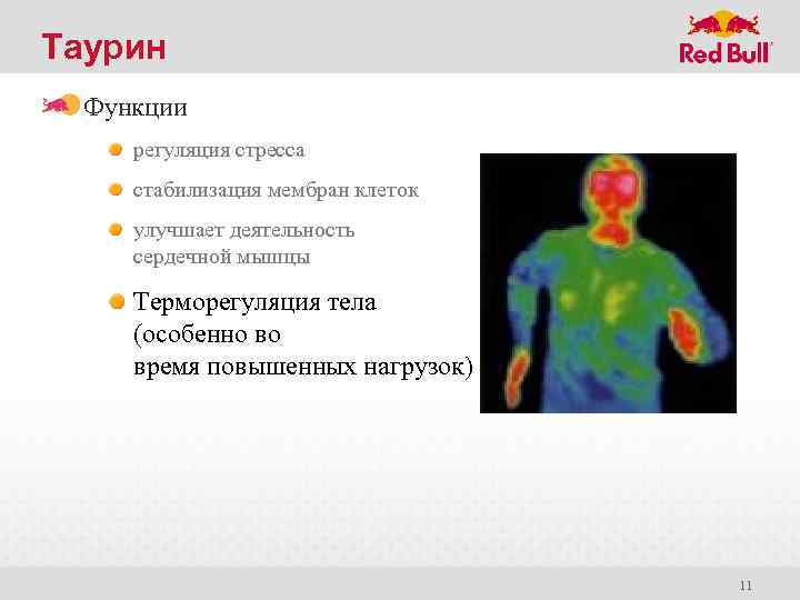 Таурин Функции регуляция стресса стабилизация мембран клеток улучшает деятельность сердечной мышцы Терморегуляция тела (особенно