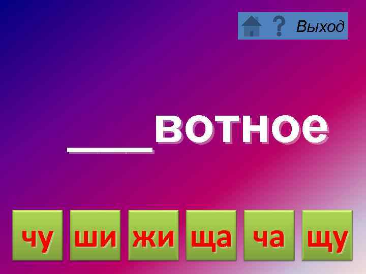 Выход ___вотное чу ши жи ща ча щу 