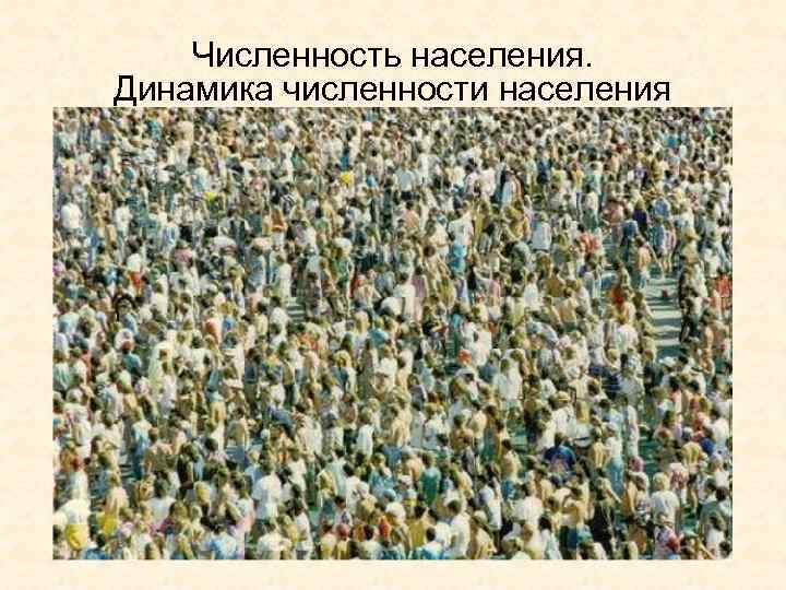 Численность населения. Динамика численности населения 