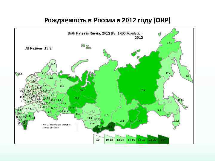 Рождаемость в России в 2012 году (ОКР) 