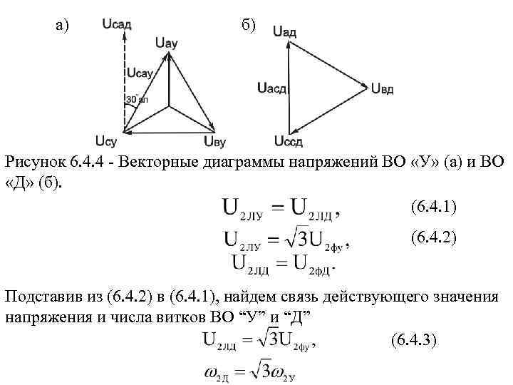 а) б) Рисунок 6. 4. 4 - Векторные диаграммы напряжений ВО «У» (а) и