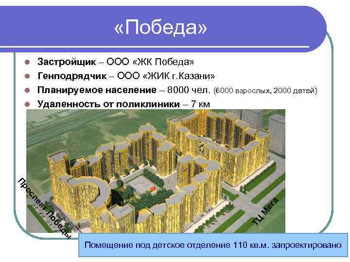  «Победа» Застройщик – ООО «ЖК Победа» l Генподрядчик – ООО «ЖИК г. Казани»