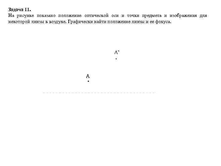 Задача 11. На рисунке показано положение оптической оси и точки предмета и изображения для