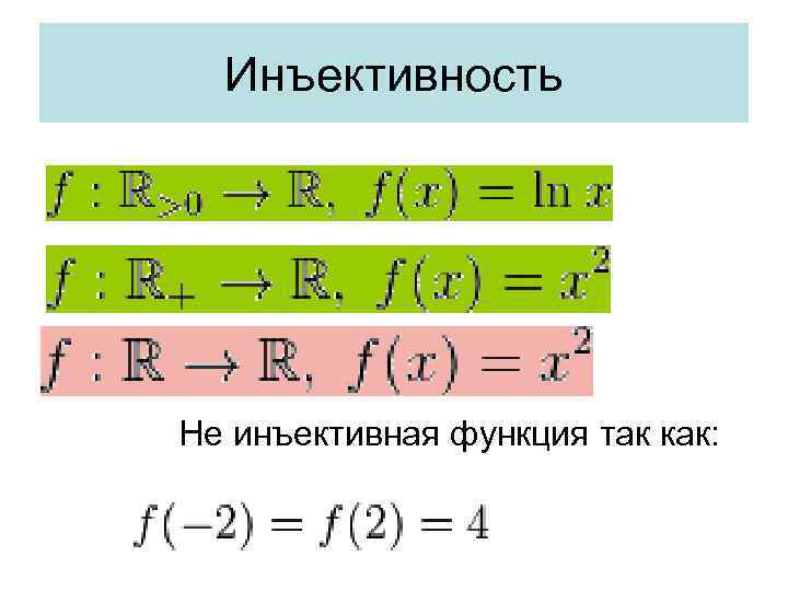 Инъективность Не инъективная функция так как: 