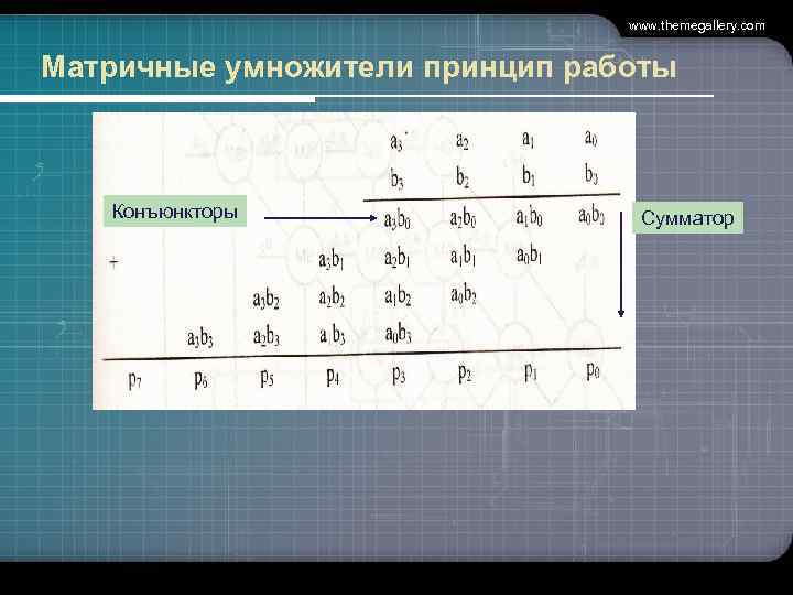 www. themegallery. com Матричные умножители принцип работы Конъюнкторы Сумматор 