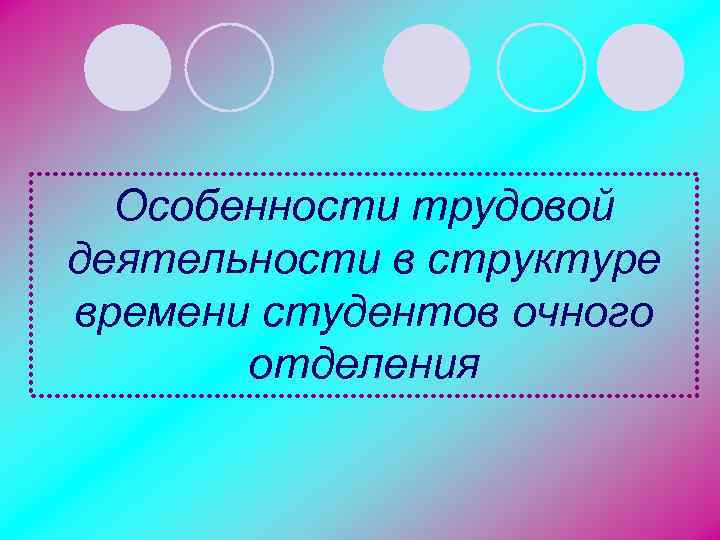 Особенности трудовой деятельности в структуре времени студентов очного отделения 