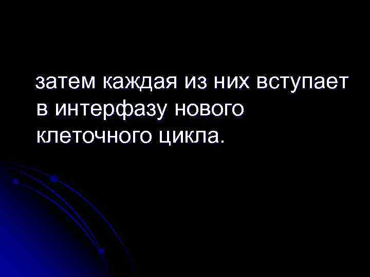  затем каждая из них вступает в интерфазу нового клеточного цикла. 