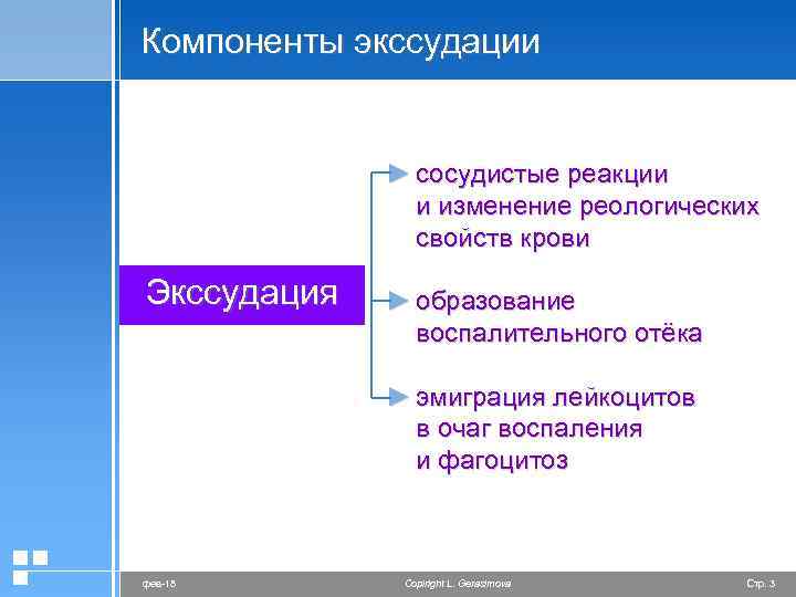 Компоненты экссудации ► сосудистые реакции и изменение реологических свойств крови Экссудация ► образование воспалительного