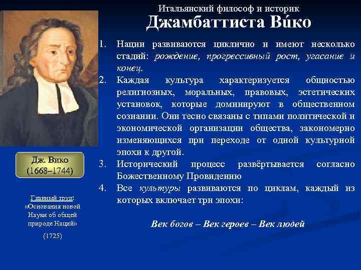 Итальянский философ и историк Джамбаттиста Вúко 1. 2. Дж. Вико (1668– 1744) 3. 4.