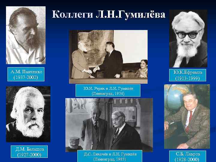 Коллеги Л. Н. Гумилёва А. М. Панченко (1937 -2002) Ю. К. Ефремов (1913 -1999)