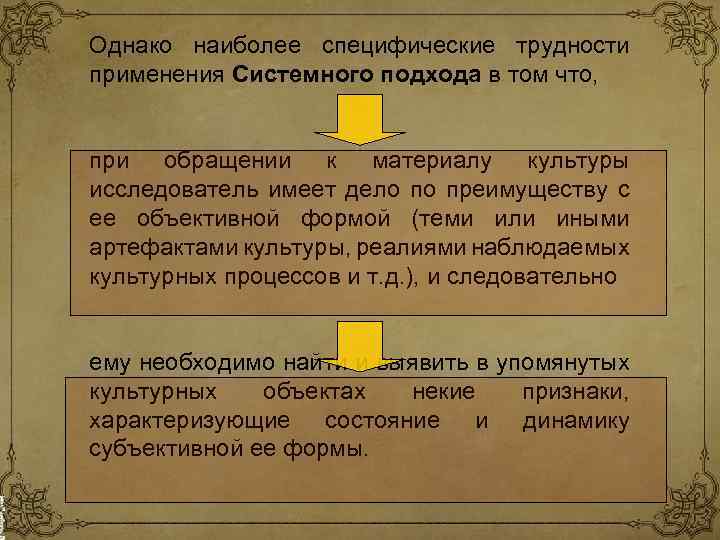 Однако наиболее специфические трудности применения Системного подхода в том что, при обращении к материалу