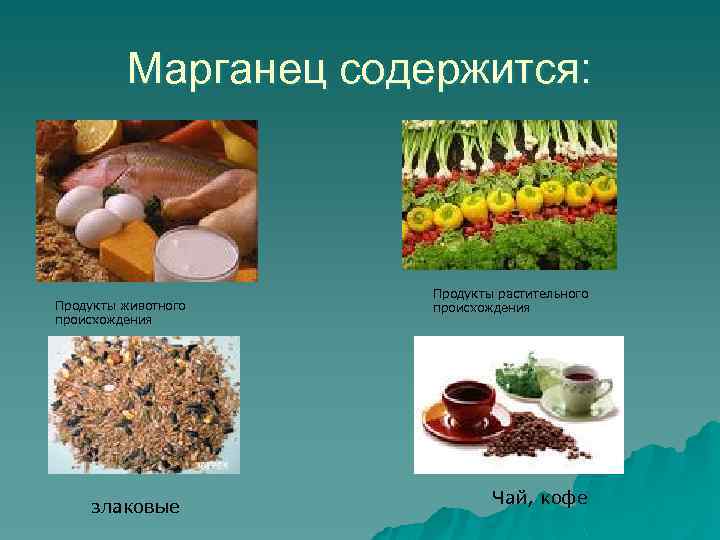 Минеральные вещества в продуктах питания