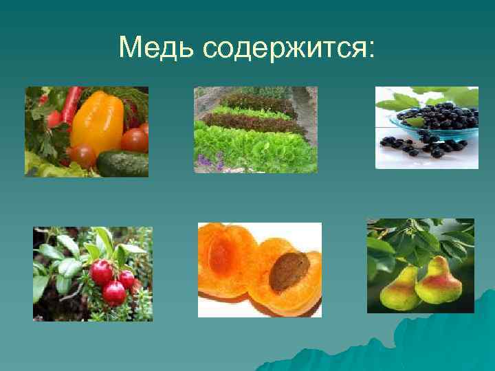 Медь содержится: 