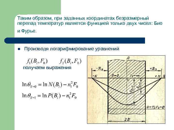 Таким образом, при заданных координатах безразмерный перепад температур является функцией только двух чисел: Био