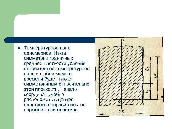 Средняя плоскость. Одномерное плоское температурное поле. Графическое изображение температурного поля. Одномерное нестационарное температурное поле. Однородное температурное поле.