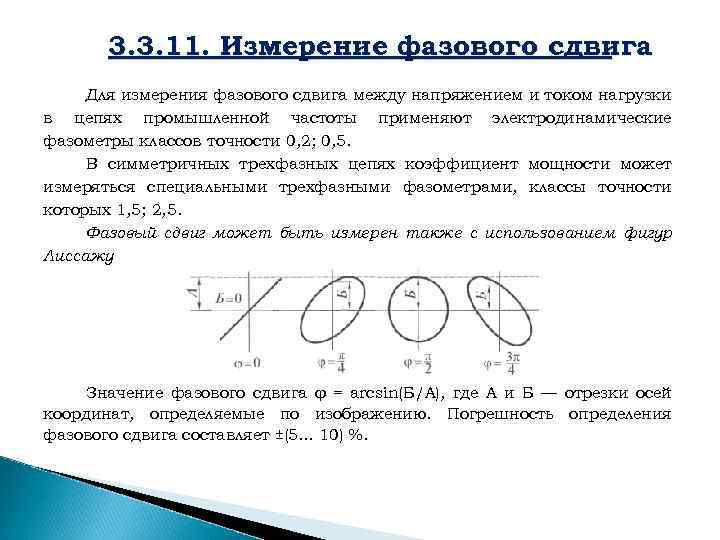  3. 3. 11. Измерение фазового сдвига Для измерения фазового сдвига между напряжением и