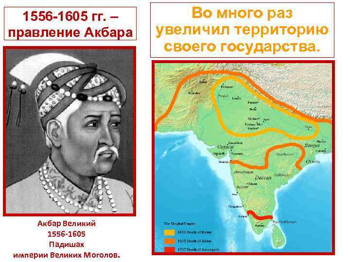 1556 -1605 гг. – правление Акбара Акбар Великий 1556 -1605 Падишах империи Великих Моголов.