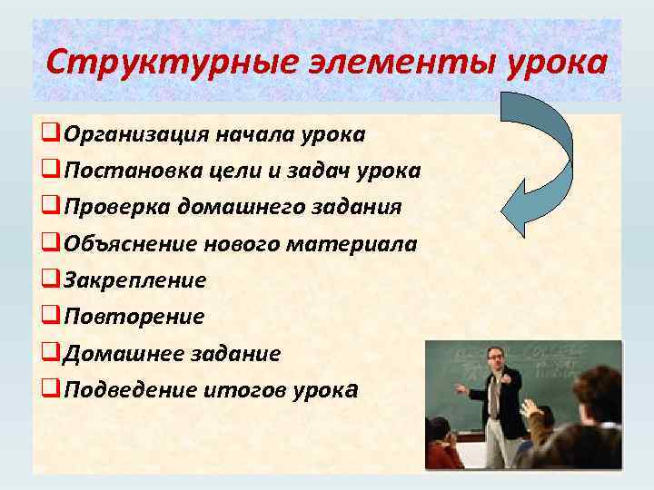 Структурные элементы урока q Организация начала урока q Постановка цели и задач урока q