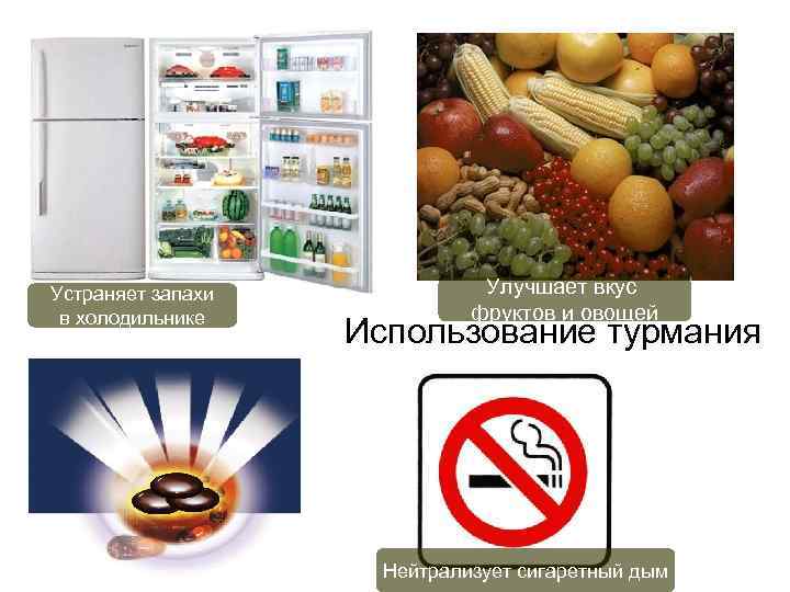 Устраняет запахи в холодильнике Улучшает вкус фруктов и овощей Использование турмания Нейтрализует сигаретный дым