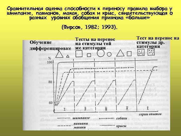 Сравнительная оценка способности к переносу правила выбора у шимпанзе, павианов, макак, собак и крыс,