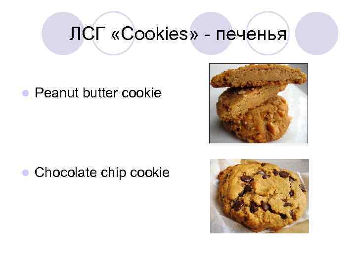 ЛСГ «Cookies» - печенья l Peanut butter cookie l Chocolate chip cookie 