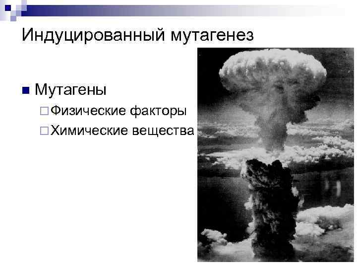 Индуцированный мутагенез n Мутагены ¨ Физические факторы ¨ Химические вещества 