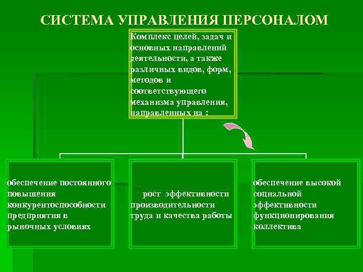 СИСТЕМА УПРАВЛЕНИЯ ПЕРСОНАЛОМ Комплекс целей, задач и основных направлений деятельности, а также различных видов,
