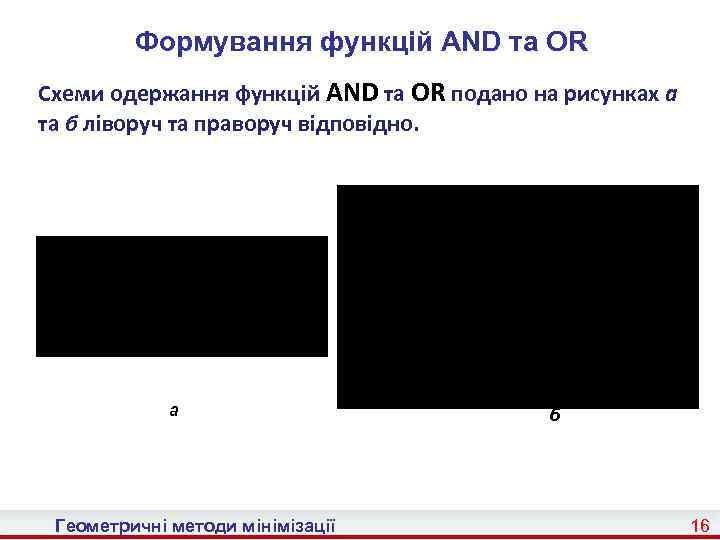 Формування функцій AND та OR Схеми одержання функцій AND та OR подано на рисунках