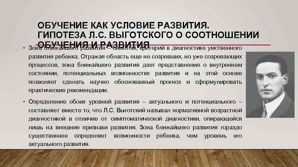  • ОБУЧЕНИЕ КАК УСЛОВИЕ РАЗВИТИЯ. ГИПОТЕЗА Л. С. ВЫГОТСКОГО О СООТНОШЕНИИ ОБУЧЕНИЯ И