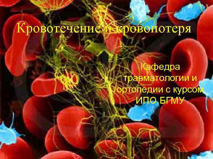 Кровотечение и кровопотеря Кафедра травматологии и ортопедии с курсом ИПО БГМУ 