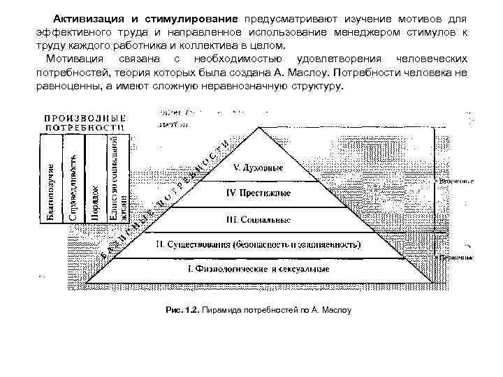 Активизация и стимулирование предусматривают изучение мотивов для эффективного труда и направленное использование менеджером стимулов
