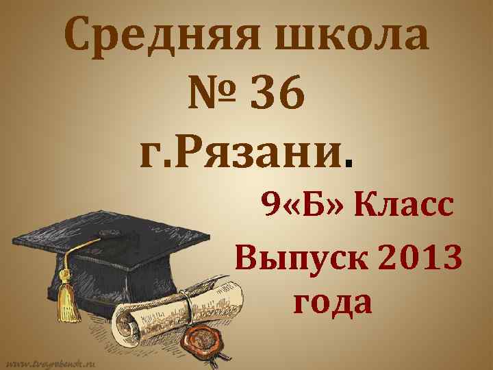 Средняя школа № 36 г. Рязани. 9 «Б» Класс Выпуск 2013 года 