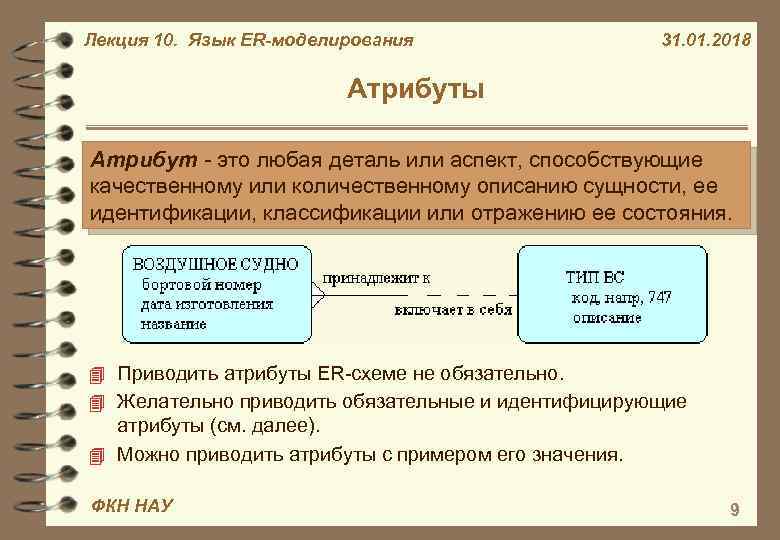 Лекция 10. Язык ER-моделирования 31. 01. 2018 Атрибуты Атрибут - это любая деталь или