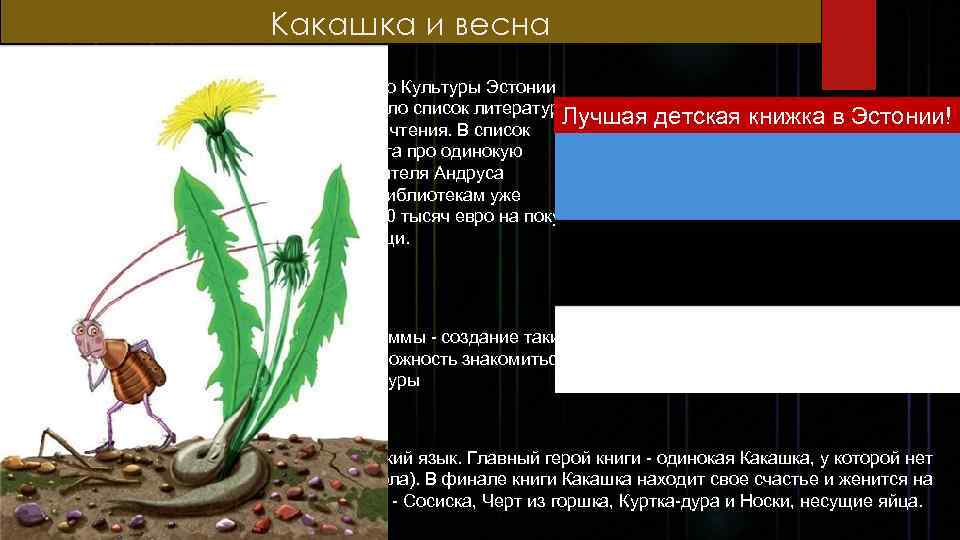 Какашка и весна Министерство Культуры Эстонии рекомендовало список литературы Лучшая для детского чтения. В