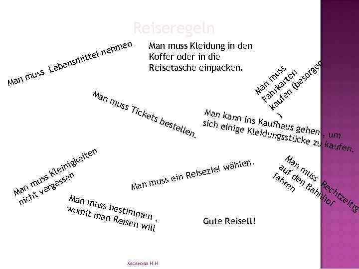 Reiseregeln n e me neh l itt nsm e Man muss Kleidung in den