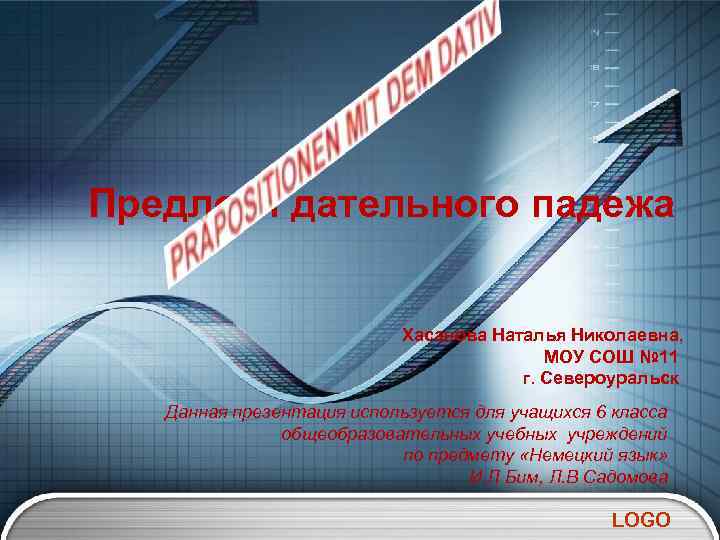 Предлоги дательного падежа Хасанова Наталья Николаевна, МОУ СОШ № 11 г. Североуральск Данная презентация