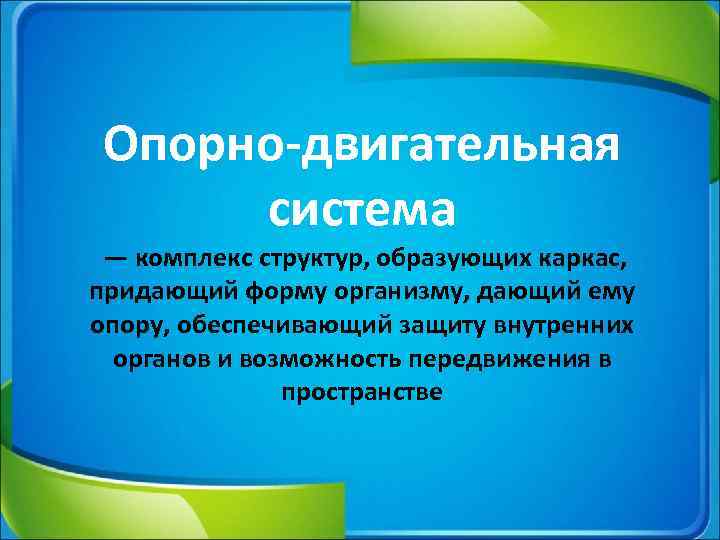 Опорно-двигательная система — комплекс структур, образующих каркас, придающий форму организму, дающий ему опору, обеспечивающий