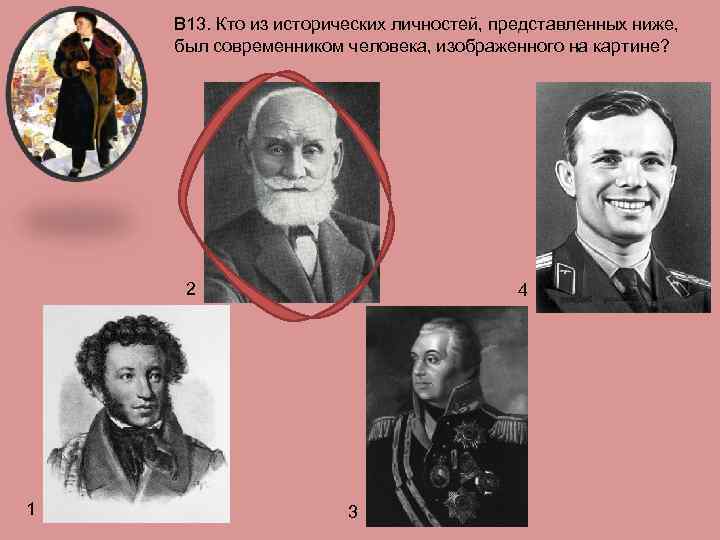 В 13. Кто из исторических личностей, представленных ниже, был современником человека, изображенного на картине?