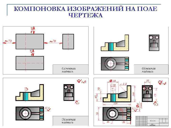 КОМПОHОВКА ИЗОБPАЖЕHИЙ HА ПОЛЕ ЧЕPТЕЖА 