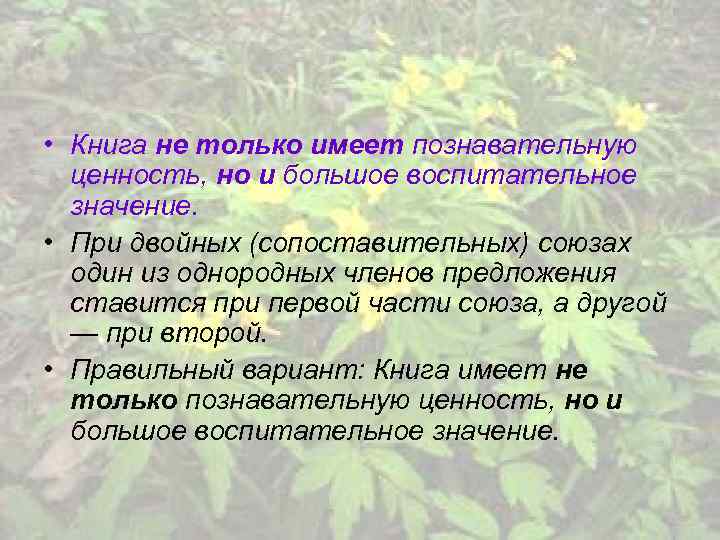  • Книга не только имеет познавательную ценность, но и большое воспитательное значение. •