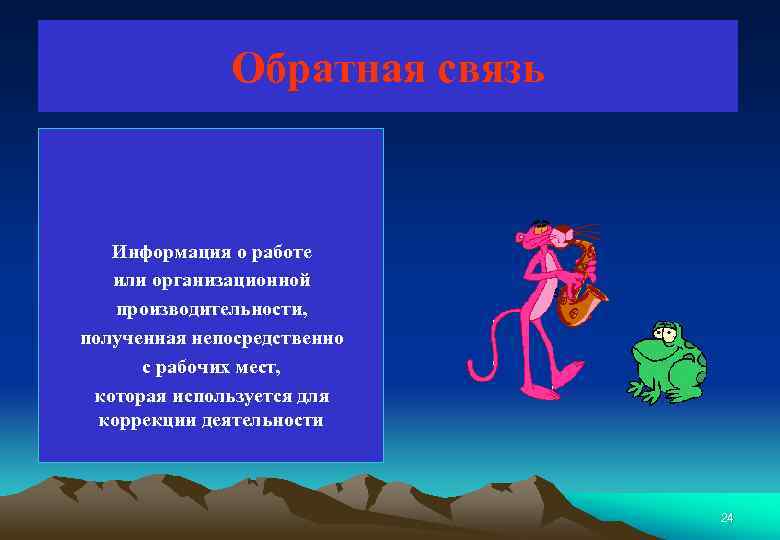 Обратная связь Информация о работе или организационной производительности, полученная непосредственно с рабочих мест, которая