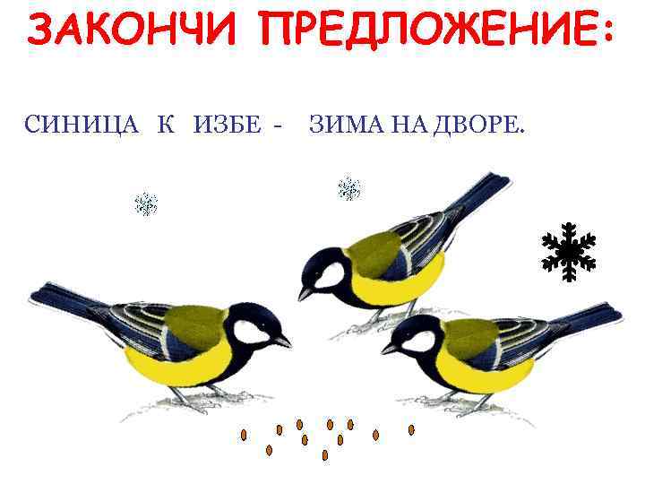 Предложение про синицу. Синица к избе зима на дворе. Синица к избе зима на. Синица в кормушке рисунок.