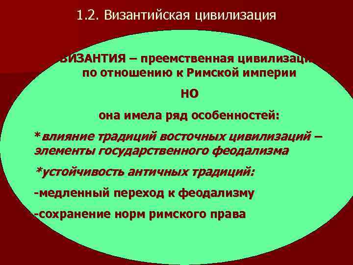 1. 2. Византийская цивилизация ВИЗАНТИЯ – преемственная цивилизация по отношению к Римской империи НО