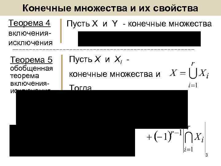 Конечные множества и их свойства Теорема 4 Пусть Х и Y - конечные множества