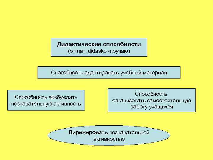 Дидактические способности (от лат. didasko -поучаю) Способность адаптировать учебный материал Способность возбуждать познавательную активность