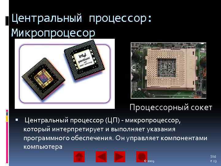 Центральный процессор: Микропроцесор CPU Процессорный сокет Центральный процессор (ЦП) - микропроцессор, который интерпретирует и
